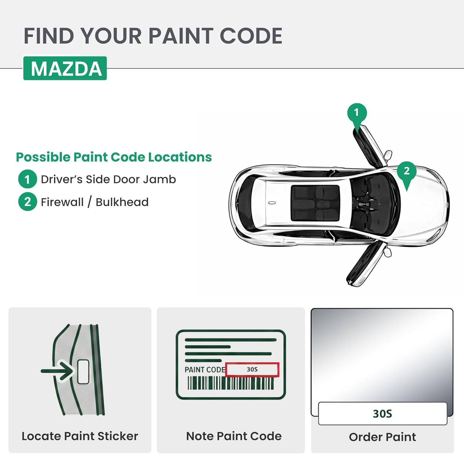ERA Paints - 30S - Liquid Platinum Metallic for MAZDA Exact OEM Color Match Automotive Touch Up Paint for Cars - Scratch & Chip Repair for Metal & Plastic - Essential Kit - Made in USA