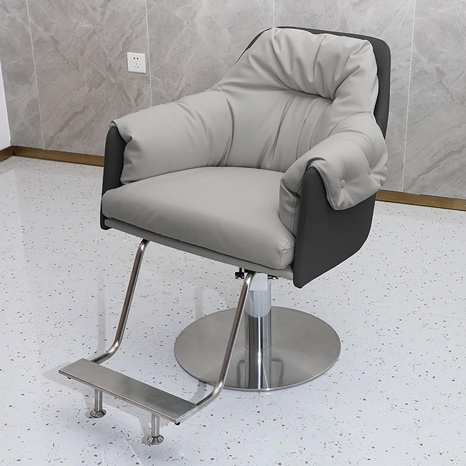 Poltrone da Barbiere in Pelle PU Girevole a 360 Gradi Regolabile per Salone di Bellezza, Tatuaggio, Parrucchiere, rasatura, Styling, E, 2