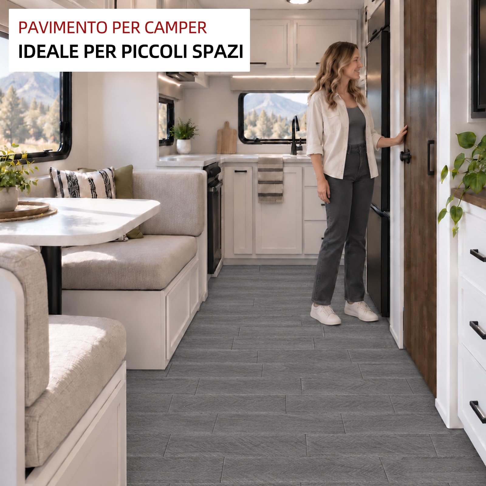 WADILE Samoprzylepne płytki podłogowe 60 x 15 cm z efektem drewna - samoprzylepne deski winylowe do renowacji podłóg