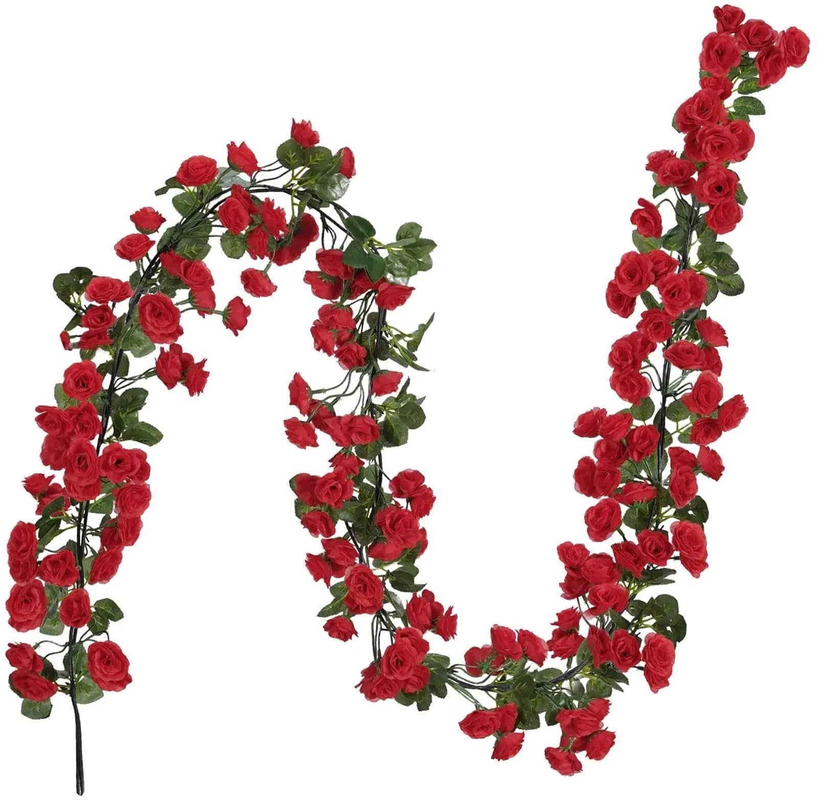 LuoAXINN Artificial Rose Vine 488cm Fake Rose Vine String Flowers Plants