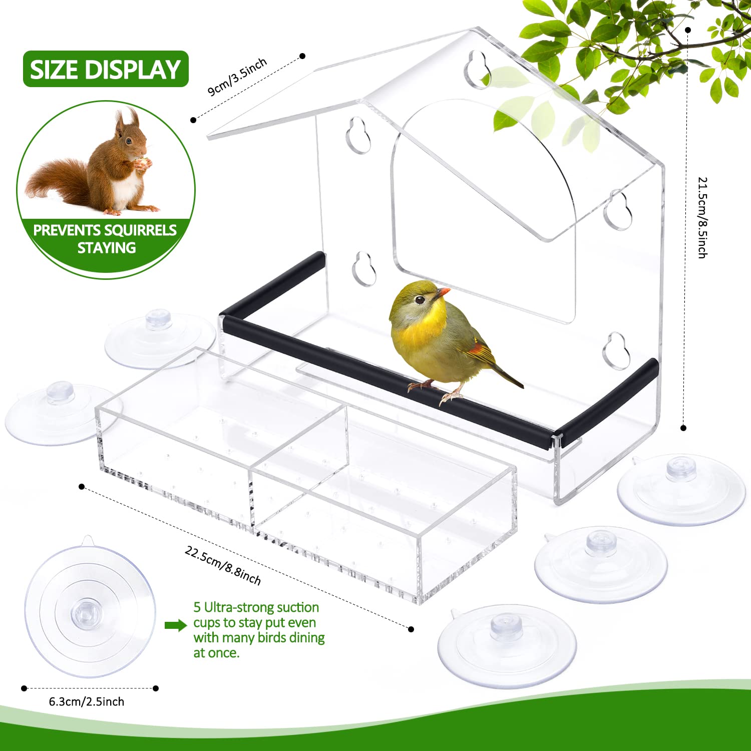 Window Bird Feeders, Clear Window Bird Feeders with Strong Suction Cups ...