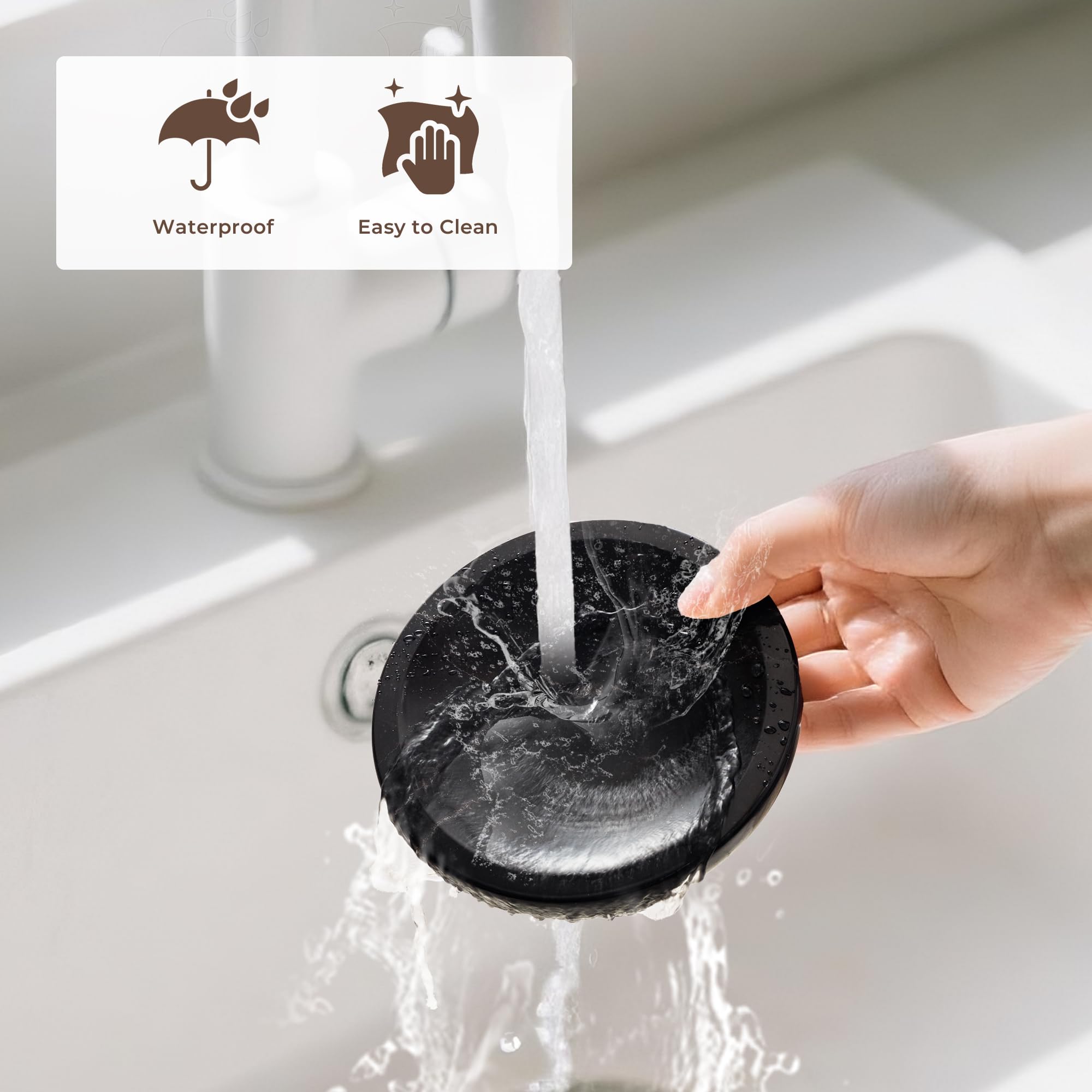 Naturalny marmur mydelniczka, wodoodporna czarna okrągła kamienna mydło gąbka uchwyt do łazienki wanny prysznica zlewu kuchennego, ręczna mydelniczka (DL007)