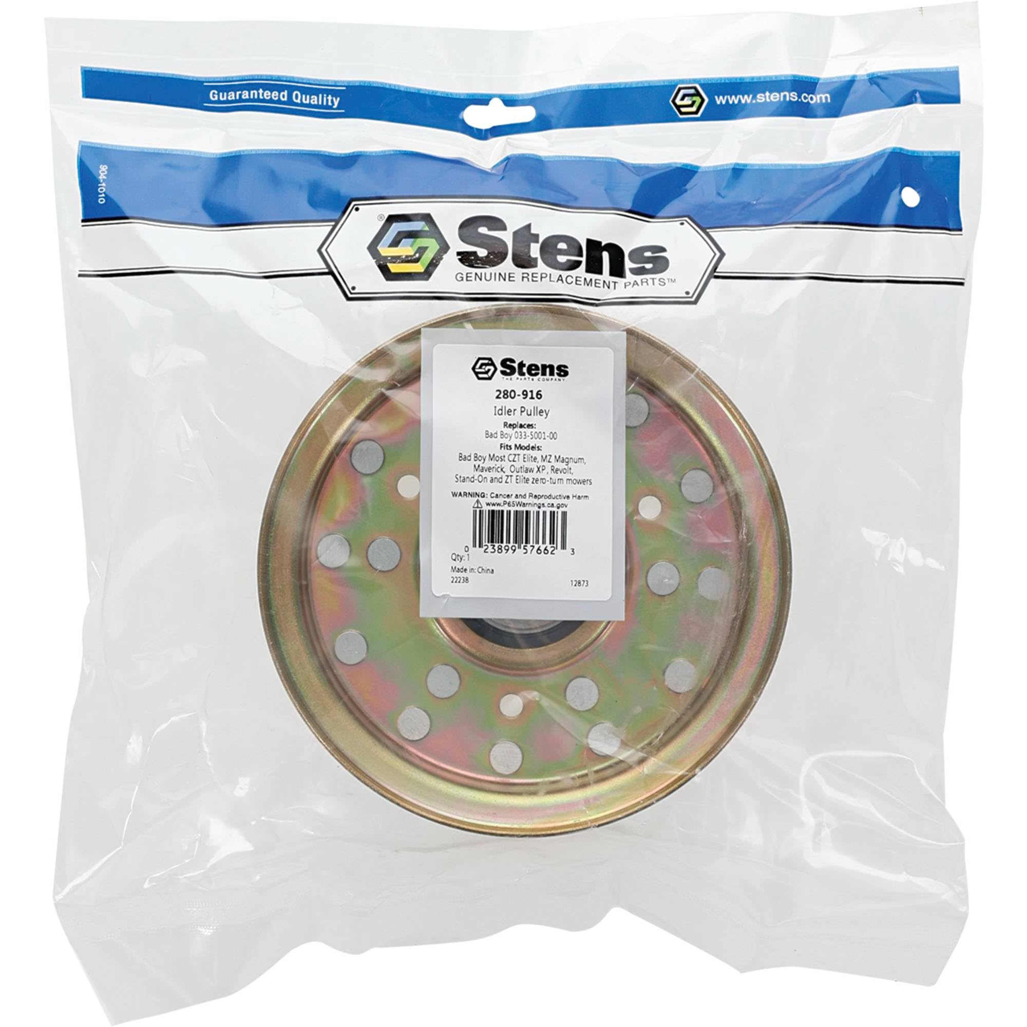 Stens Polea tensora 280-916 Compatible con/Repuesto para cortacéspedes Bad Boy Most CZT Elite, MZ Magnum, Maverick, Outlaw XP, Revolt, Stand-On y ZT Elite 033-5000-00, 033-5001-00, Material de acero