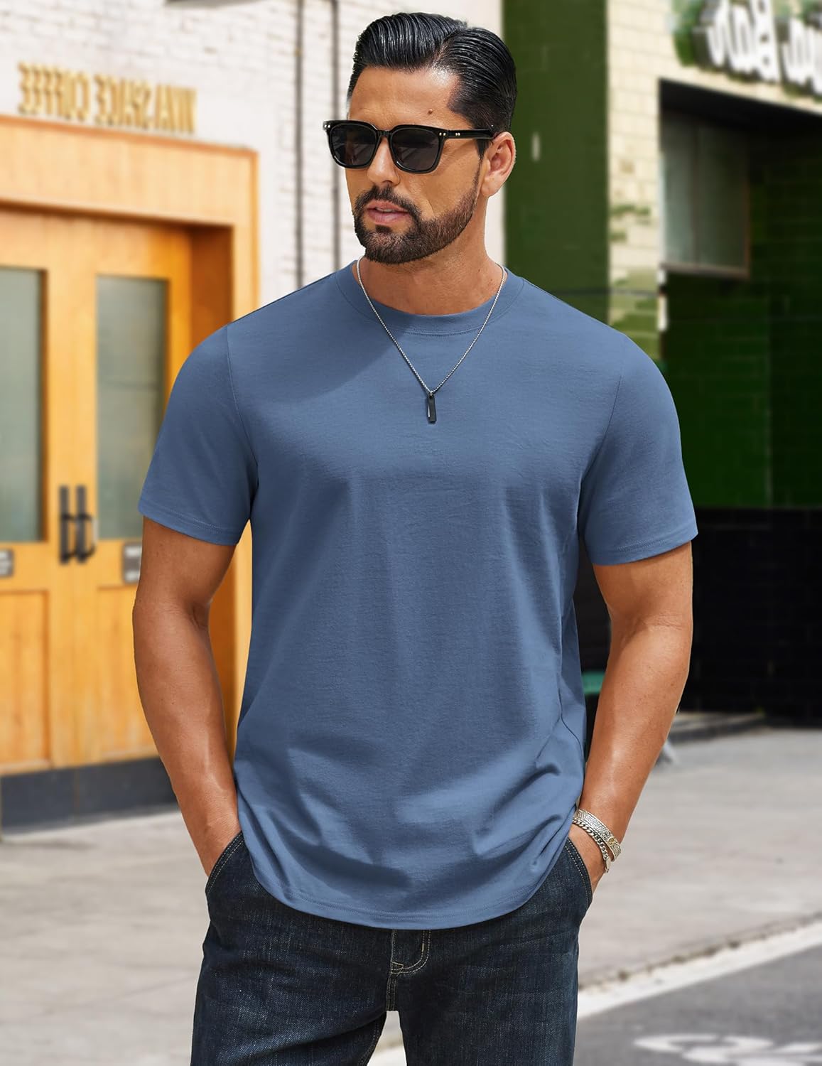 COOFANDY Mens T-Shirts 100% Cotton Crewneck Short Sleeve Tees Casual Plain Shirts - Image 3
