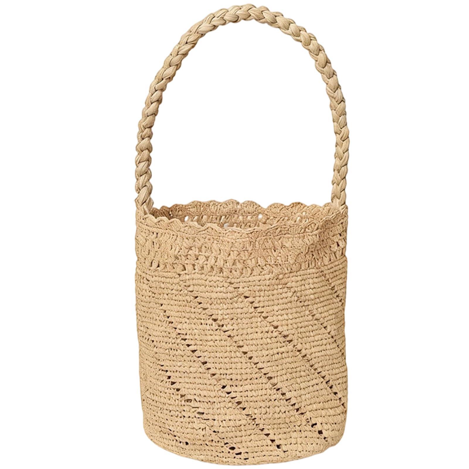Sac en paille raphia haut de gamme au design de panier osier chic