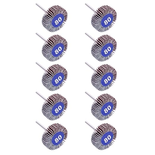AUTOTOOLHOME 10 Pack Abrasive Flap Wheel Sander 80 Grit 1/8 inch Shank for Drill Grinding Polishing Sanding Wheels Rotary Tool