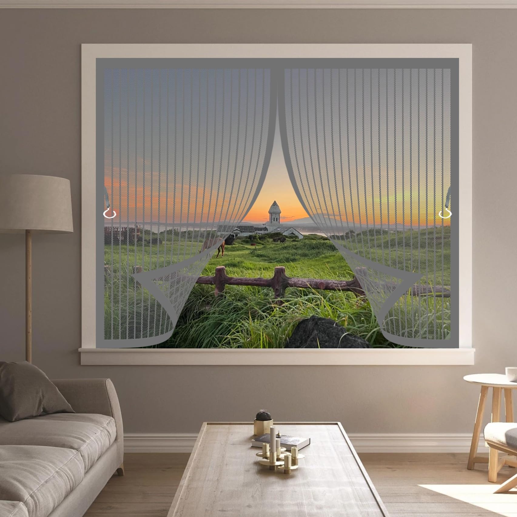 Magnetvorhang 175 x 200 cm Fliegengittertüren Ohne Bohren, Katzenkrallen Sicher, Stärkere Magneten, Nicht Kürzbar Insektenschutz Fliegenvorhang für Alle Türen Und Fenster, Grau