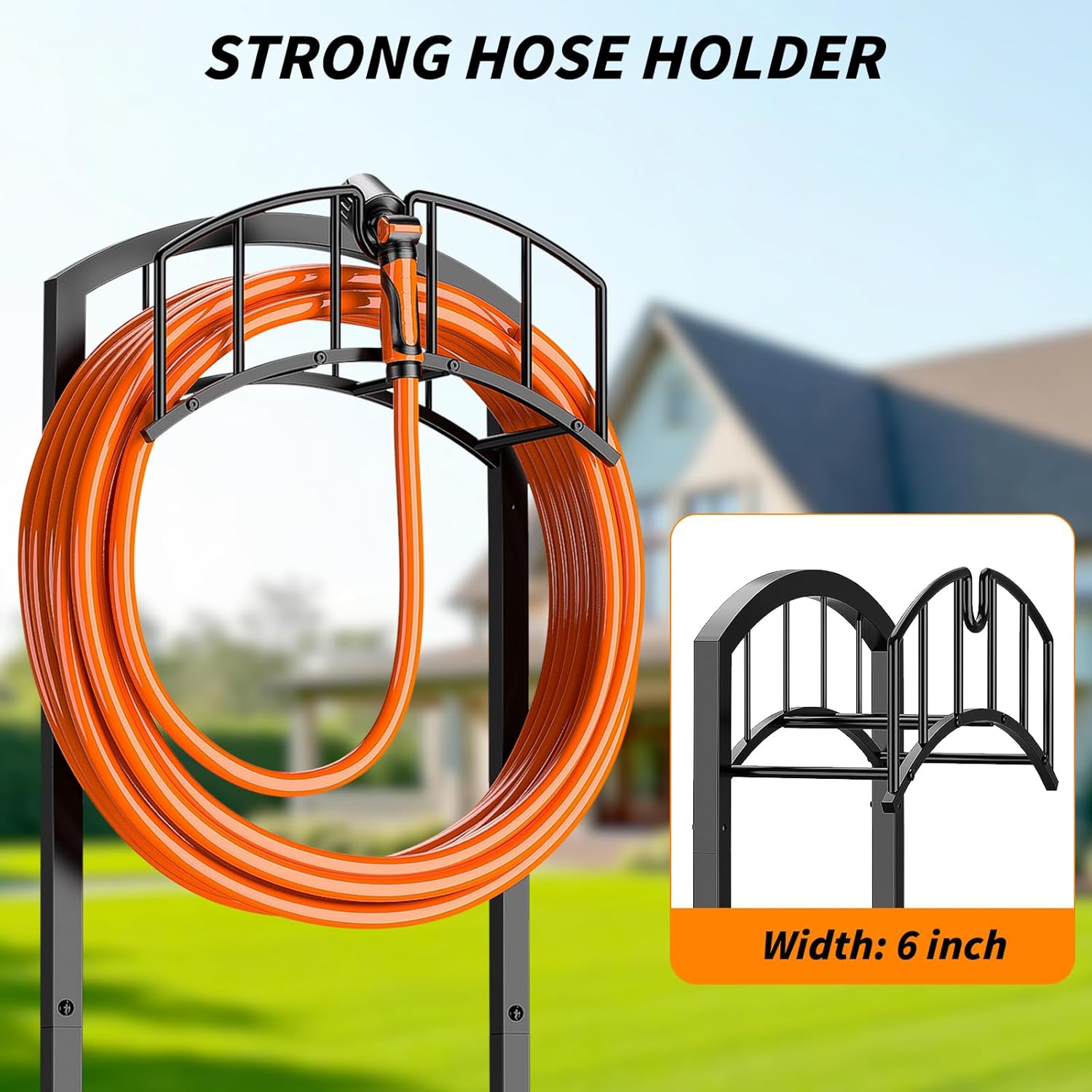Minicloss Garden Hose Holder, Heavy Duty Hose Hanger with 4 Spikes,Freestanding Water Hose Holders Rack for Outside Lawn & Yard
