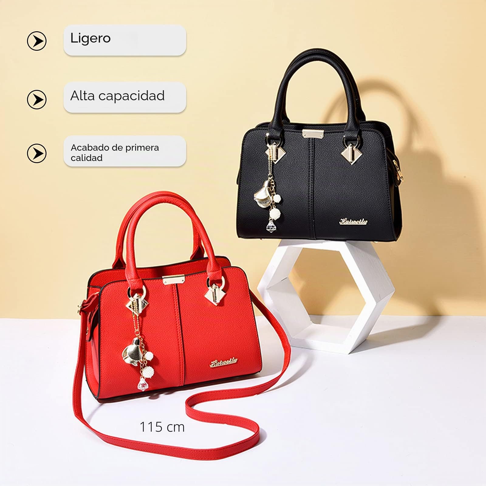 FANDARE Elegante Bolsos de Mano Bolso Bandolera Mujer Bolso de Hombro Cruzado Señora Tote Shopper Bolso de Mensajero Bolso Movil Trabajo Crossbody Bag de Cuero PU