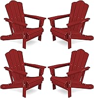 Vista 187 de KINGYES - Silla Adirondack plegable, sillas de patio de polietileno de alta densidad para todo tipo de clima, silla de césped con textura de madera