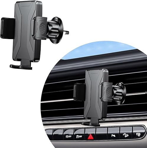 Soporte de teléfono para automóvil, duradero y antideslizante con gancho de metal, ajuste de elasticidad de rotación de 360, soporte universal para