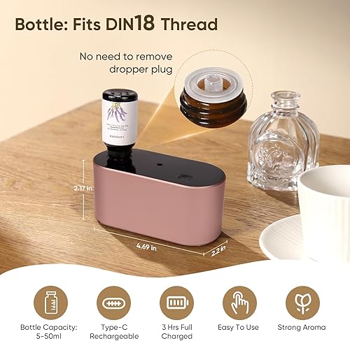 Miniatura 3 de Difusor sin agua para aceite esencial, nebulizador de aroma, mini máquina de aire de aroma, 3 niveles de niebla para el hogar, habitación, oficina,