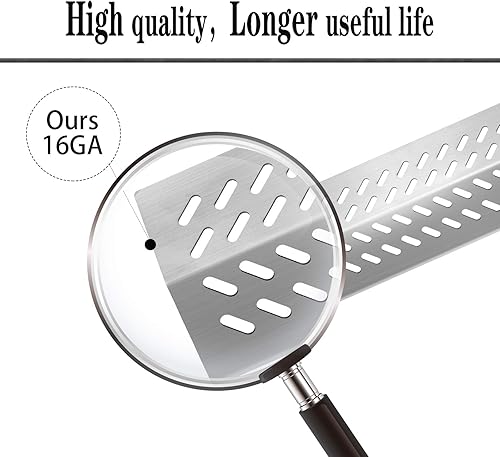 Miniatura 5 de Kalomo Placas de calor para parrilla de acero inoxidable 16GA, cubiertas de quemador, tamer de llama, piezas de repuesto para parrilla de gas Bull