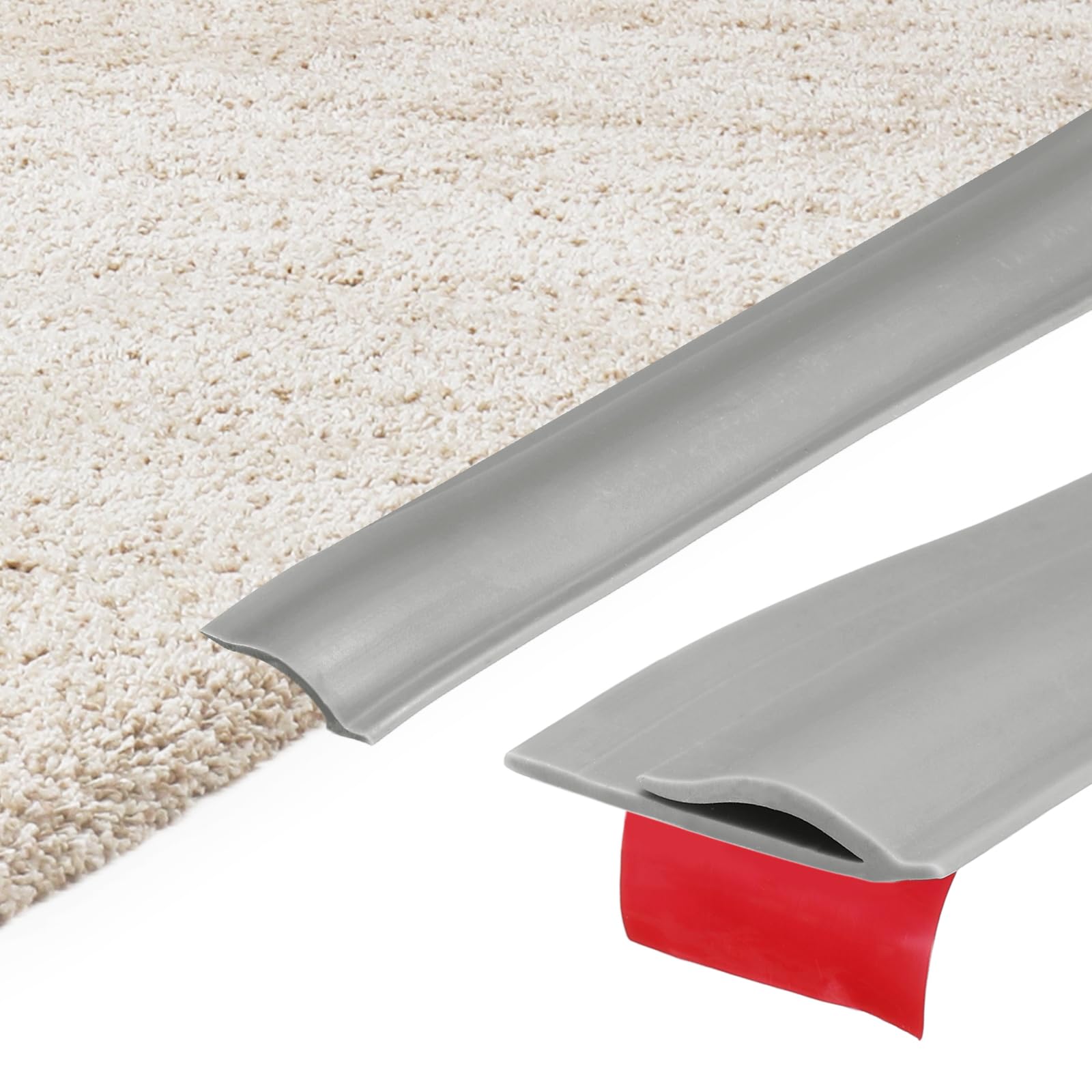 sourcing map 6M Carpet to Tile Transition Strip, Self-Adhesive Carpet Edge Strip, TPE Gap Cover, Laminate Edge Trim for Uneven Surfaces, Gray