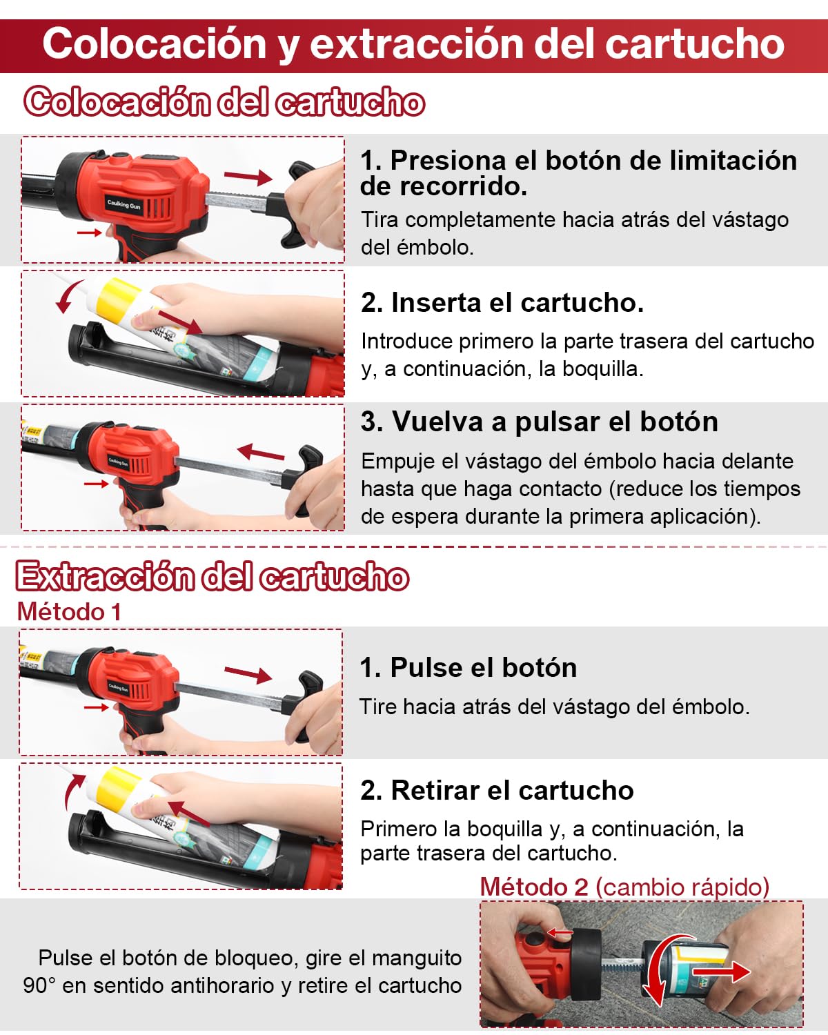Pistola Silicona Bateria Eléctrica 18V Compatible Makita 2500N | 4 Velocidades Ajustables, Sistema Antigoteo, Luz LED, para Cartuchos 310ml, Uso en Cocina, Baño y Construcción