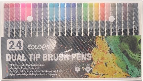 NUOBESTY Rotuladores de pintura acrílica de doble punta de 24 colores, marcadores de tela de secado rápido para madera, lienzo, piedra, piedra,