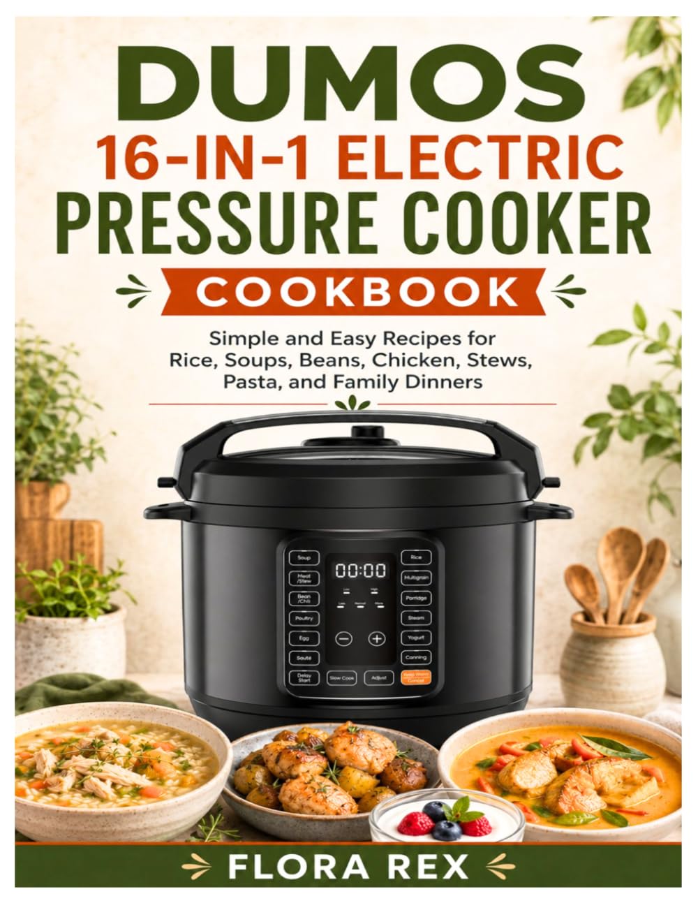 DUMOS 16-in-1 Electric Pressure Cooker Cookbook: Simple and Easy Recipes for Rice, Soups, Beans, Chicken, Stews, Pasta, and Family Dinners