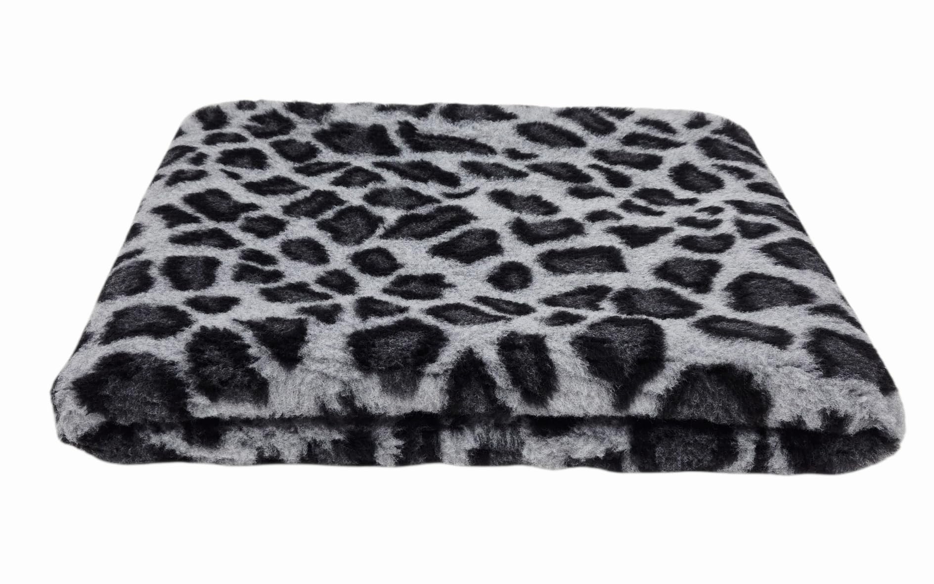 WOOF AND PUP | Non Slip Vet Bedding | Grey Black Leopard Pattern | Machine Washable | UK Manufactured | Non-slip | Dog Bed | Whelping | Vet Bed For Dogs | Cats | Animals (75cm x 300cm)