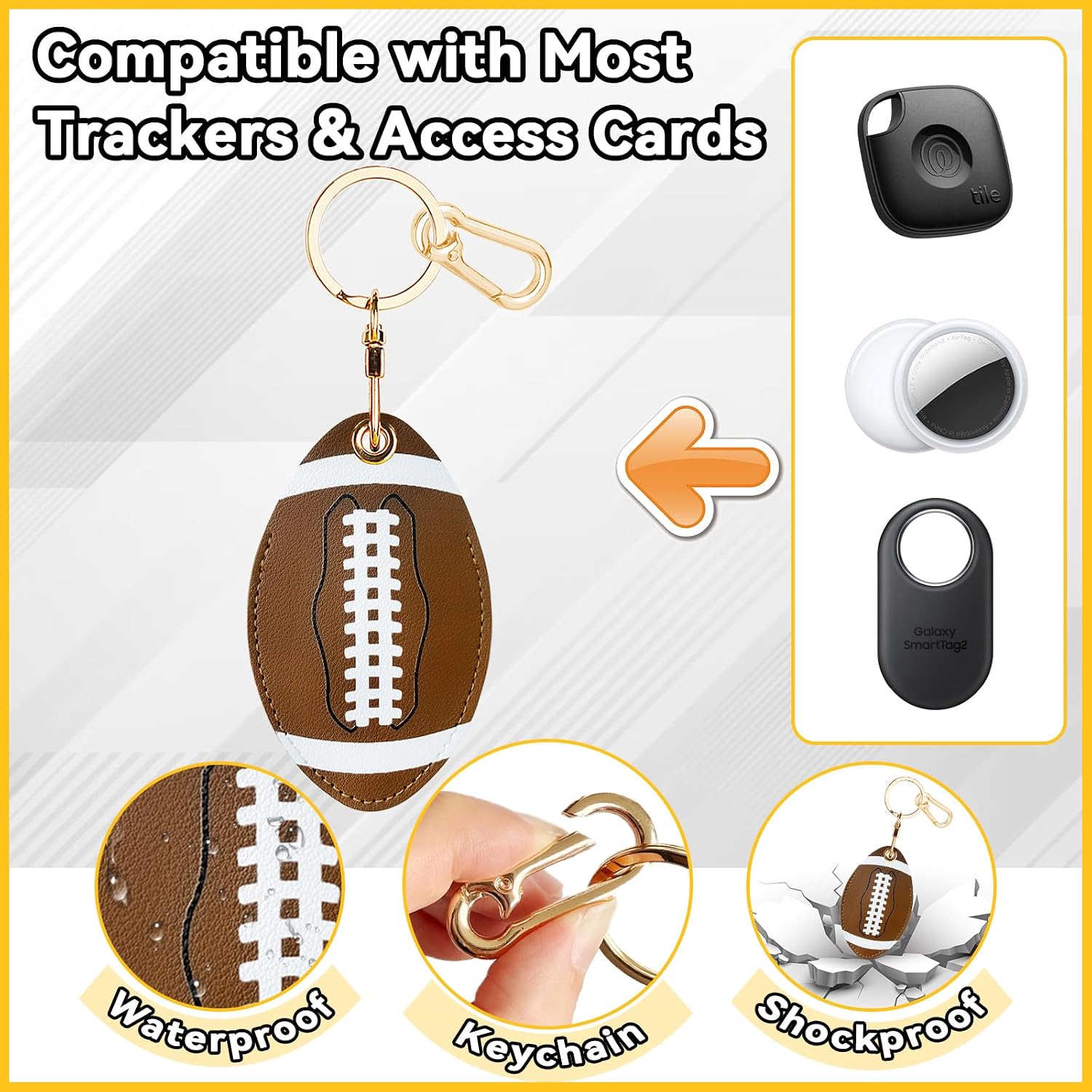 Leather Keychain Holder Case for AirTag, Cute Protective Cover for Apple Airtag KeyChain, GPS Tracker Item Finder image 3