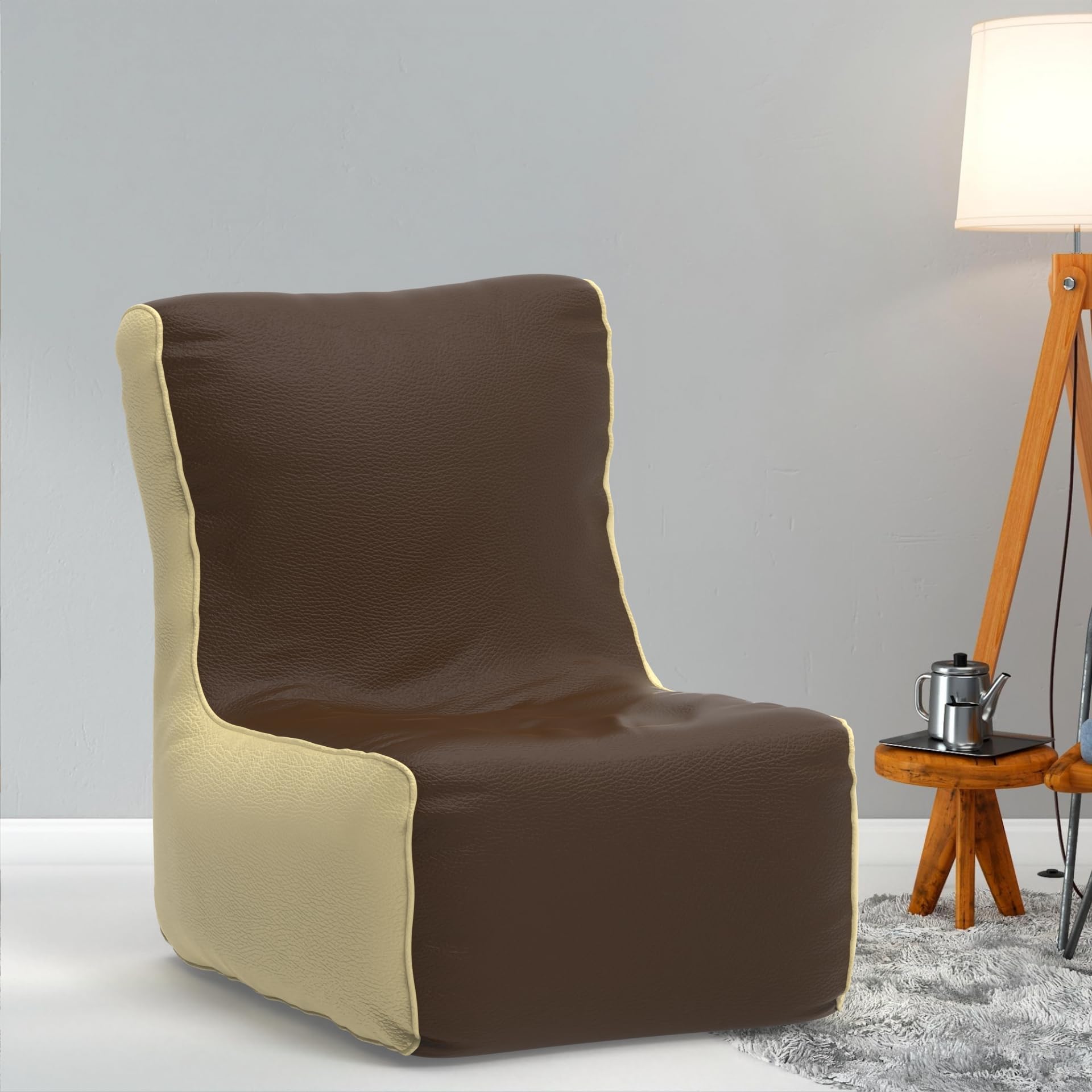 Bean Bag Chair Cover | Size: 2XL | Color: Brown Cream | Without Beans | Premium Leatherette Cover (CMF 1403)-image-38