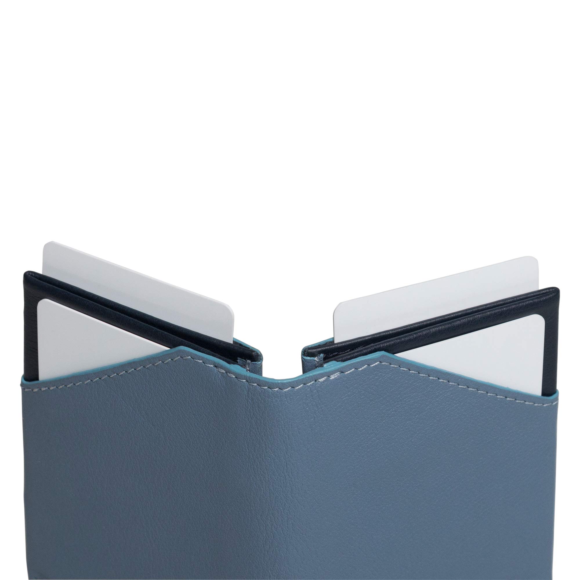 ROIK Cartera y Tarjetero para Hombre, Monedero para Mujer, Billetera Pequeña, Hasta 10 Tarjetas, 100% Piel, España - City Blue