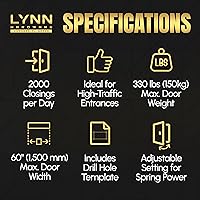 Vista 3 de LYNN HARDWARE Cierrapuertas automático resistente (negro) - Grado comercial, elección de los contratistas, velocidad y fuerza ajustables