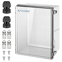 Vista 18 de TICONN - Caja de conexiones eléctricas impermeable IP67, recinto de plástico ABS con tapa con bisagras, con placa de montaje, soportes de pared