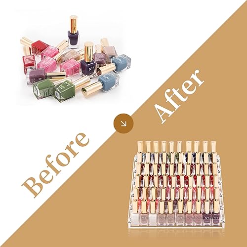 Miniatura 3 de Benbilry Organizador de esmalte de uñas acrílico de 6 niveles, 72 botellas, soporte de aceite esencial, soporte transparente para esmalte de uñas,
