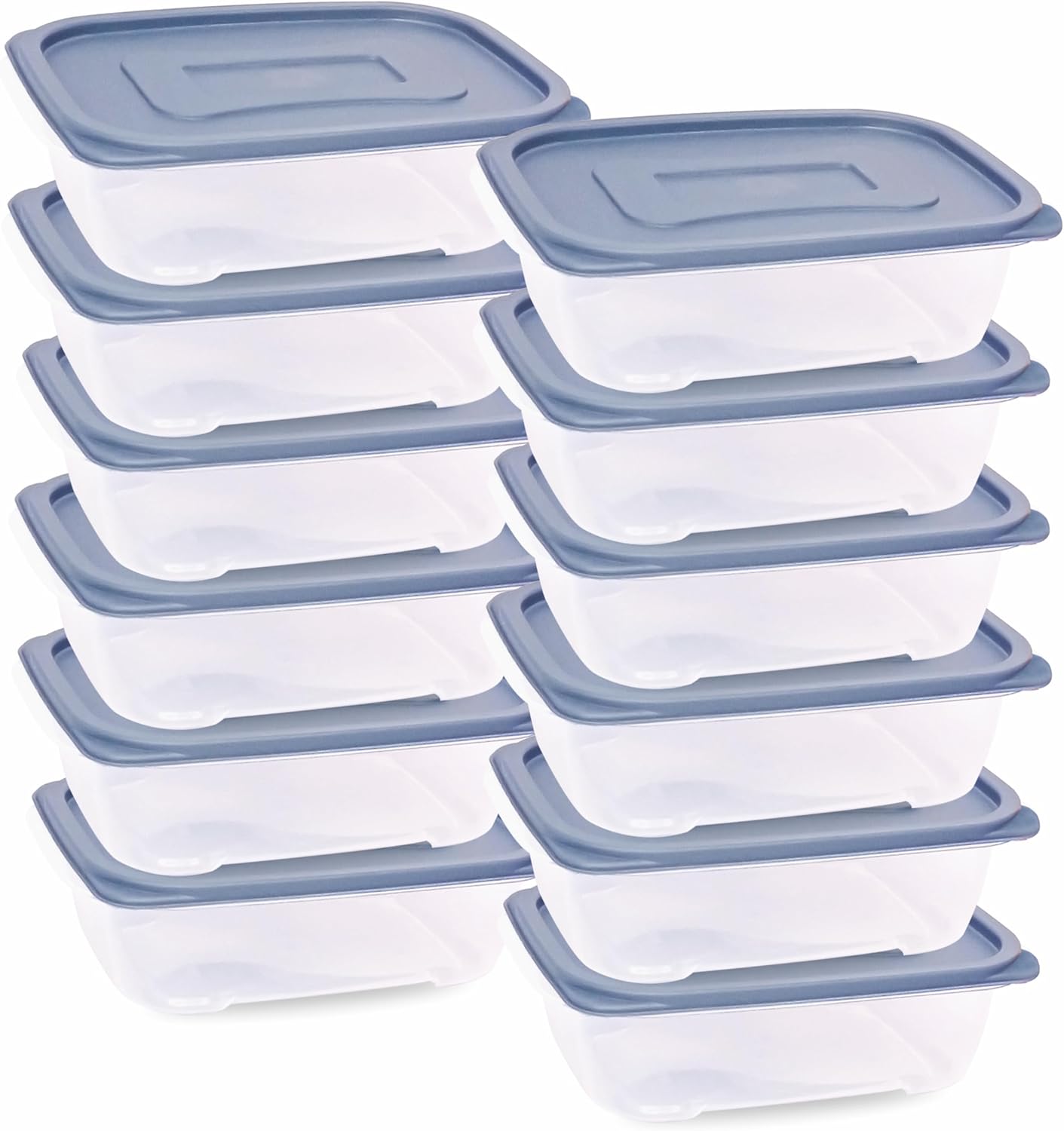 ACUNA Food Storage Containers 12 Pack (12 Containers & 12 Lids) 550 ml | Airtight Food Containers Set With Lids, Meal Prep Box BPA Free, Transparent Plastic Lunch Box for Kitchen Work Pantry (Blue)