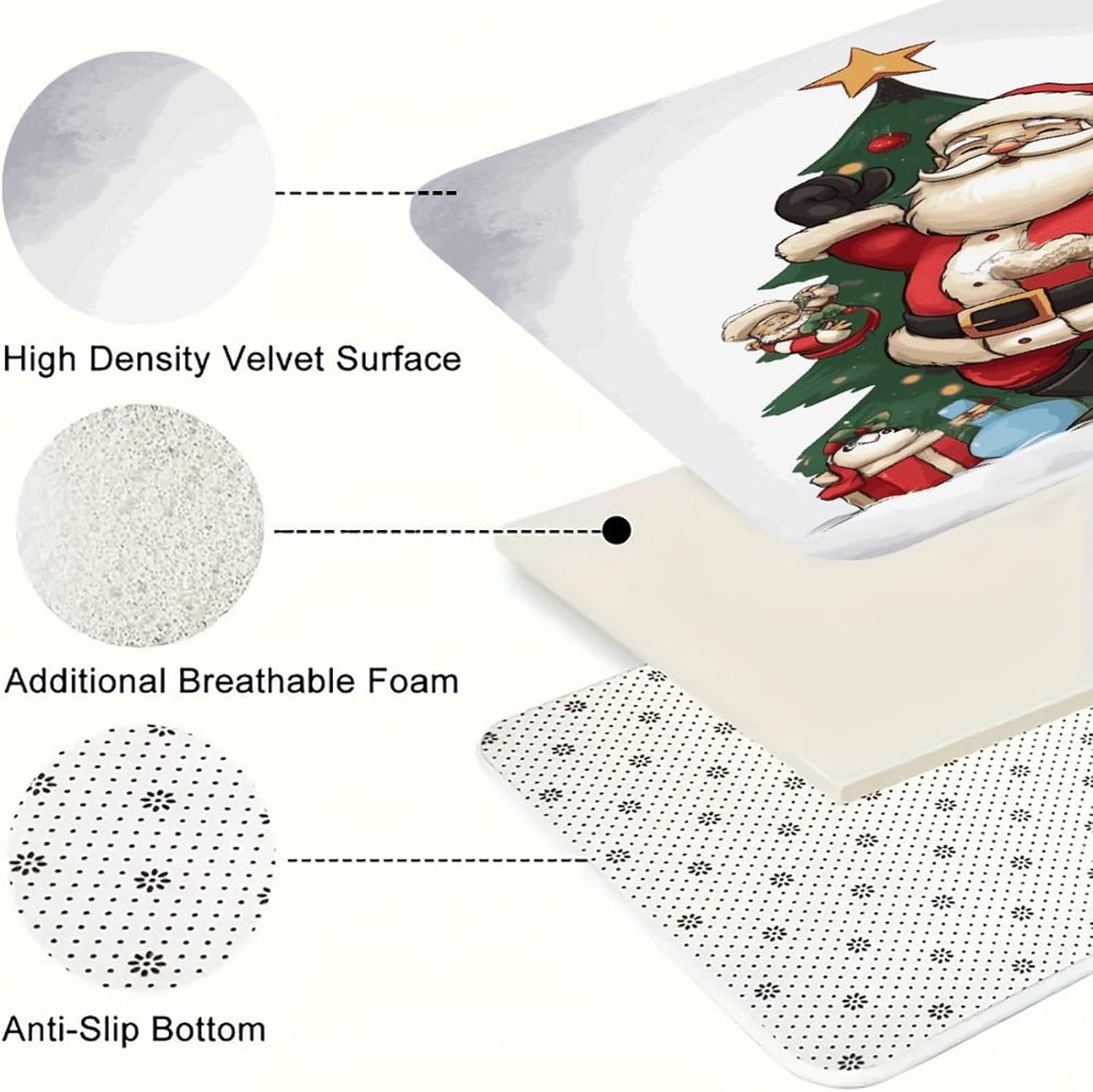 Merry Christmas Kitchen Rugs Sets of 3 Non Slip Kitchen Mat for Floor Comfort Standing Rug and Mats Thick Cushioned Long Area Carpets for Laundry Room Entryway