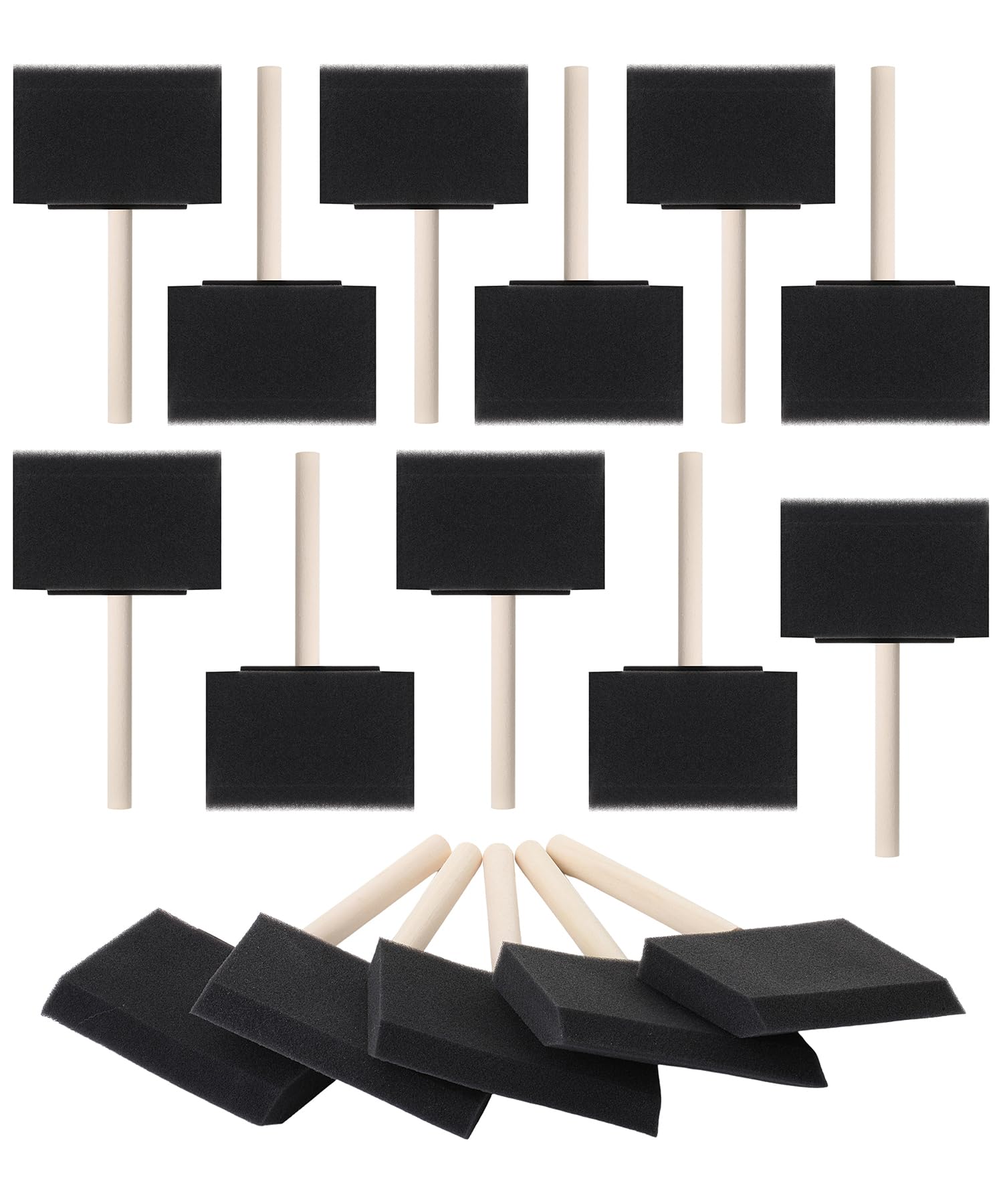 Bates 4-Inch Foam Paint Brushes, 16 Pack - Sponge Brushes for Painting, Staining, and Mod Podge - Paint Sponges