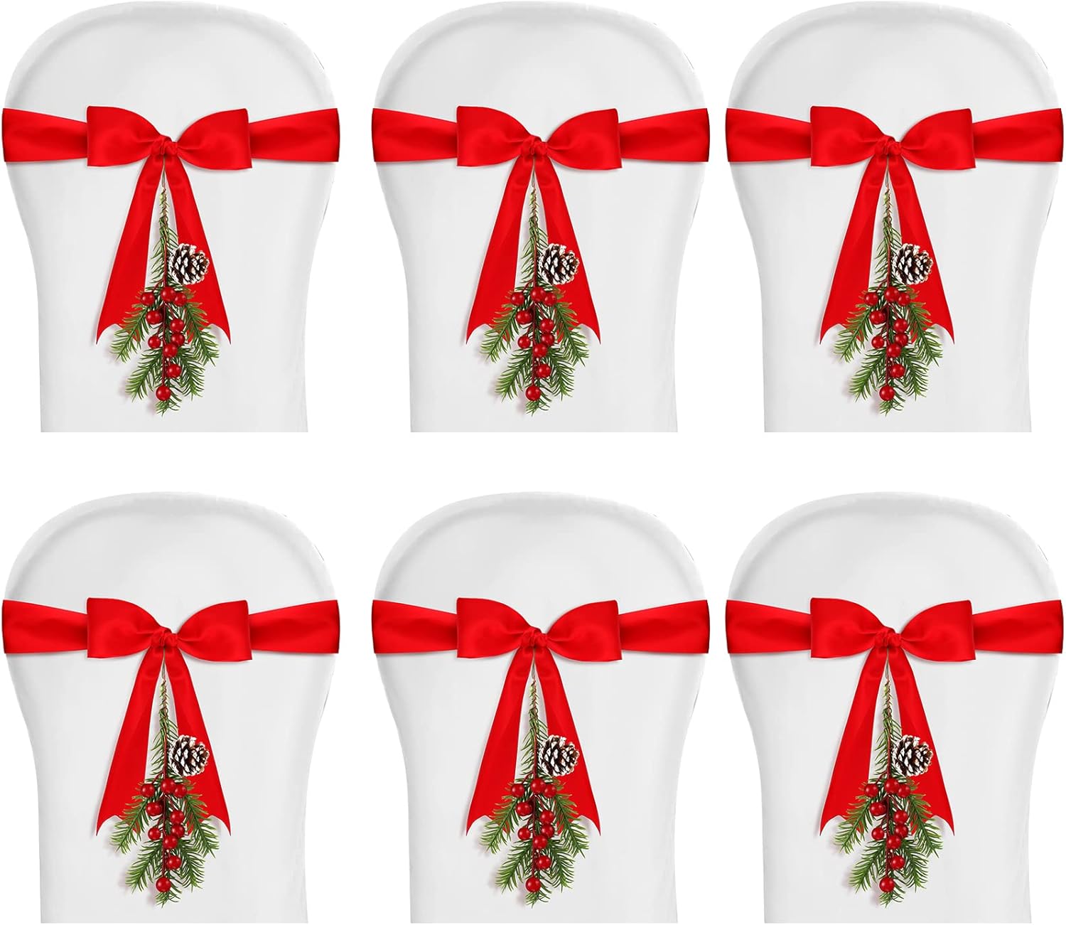 6 Pcs Christmas Chair Decoration, Christmas Chair Bow