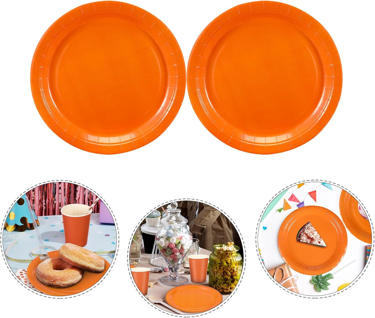 72pcs round Paper Dessert Plates for Party with Large Capacity and Sturdy Structure, Orange Paper Plates for Party and Gatherings