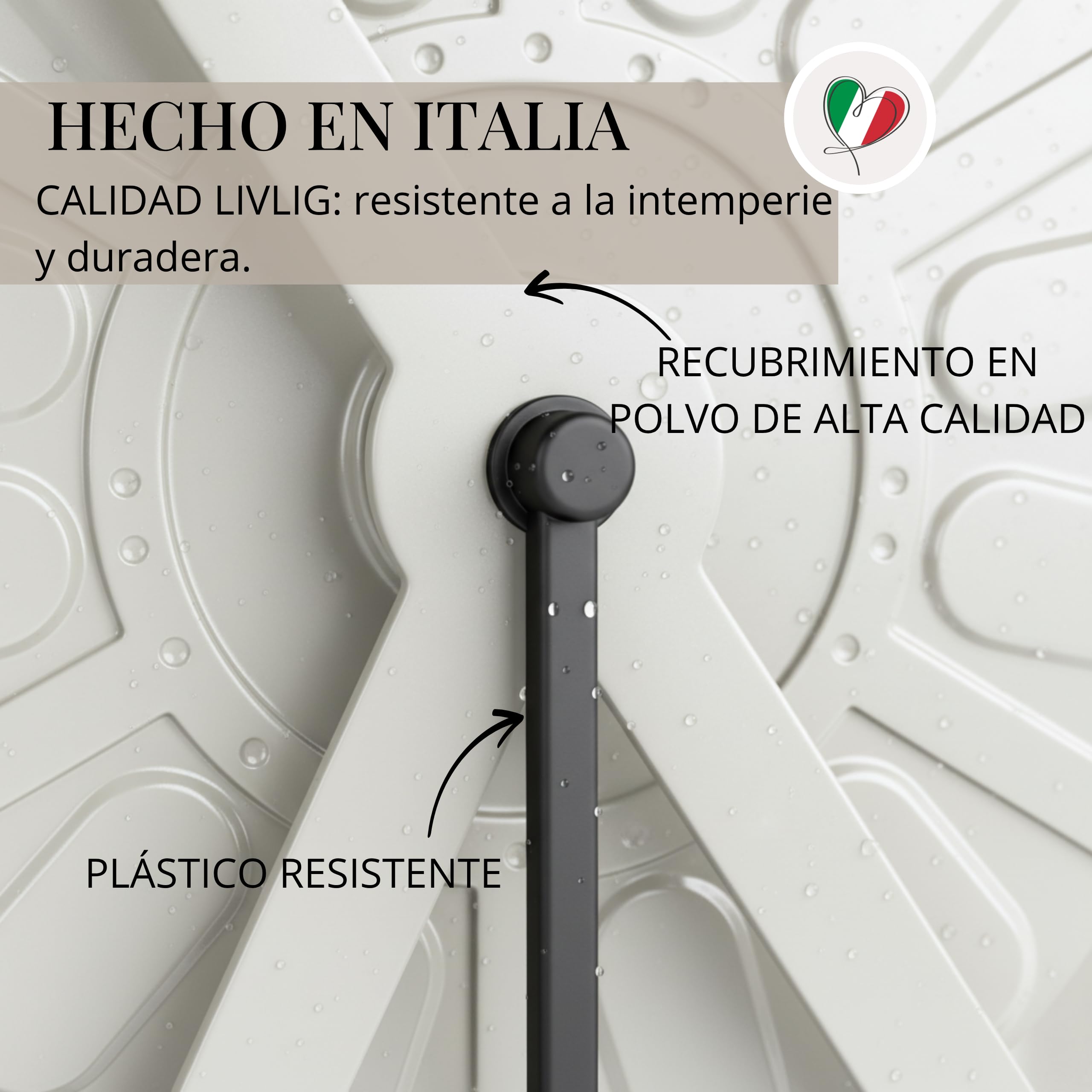 LIVLIG Carro para mangueras de Metal, Carro para mangueras de jardín de Primera Calidad, Carro para mangueras de hasta 50 m de Manguera de jardín, Fabricado en Europa, Color: Greige
