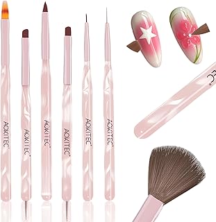 Aokitec 6Pcs Nail Art Brushes: Nail Art Design Brushes with Fine Liner &...