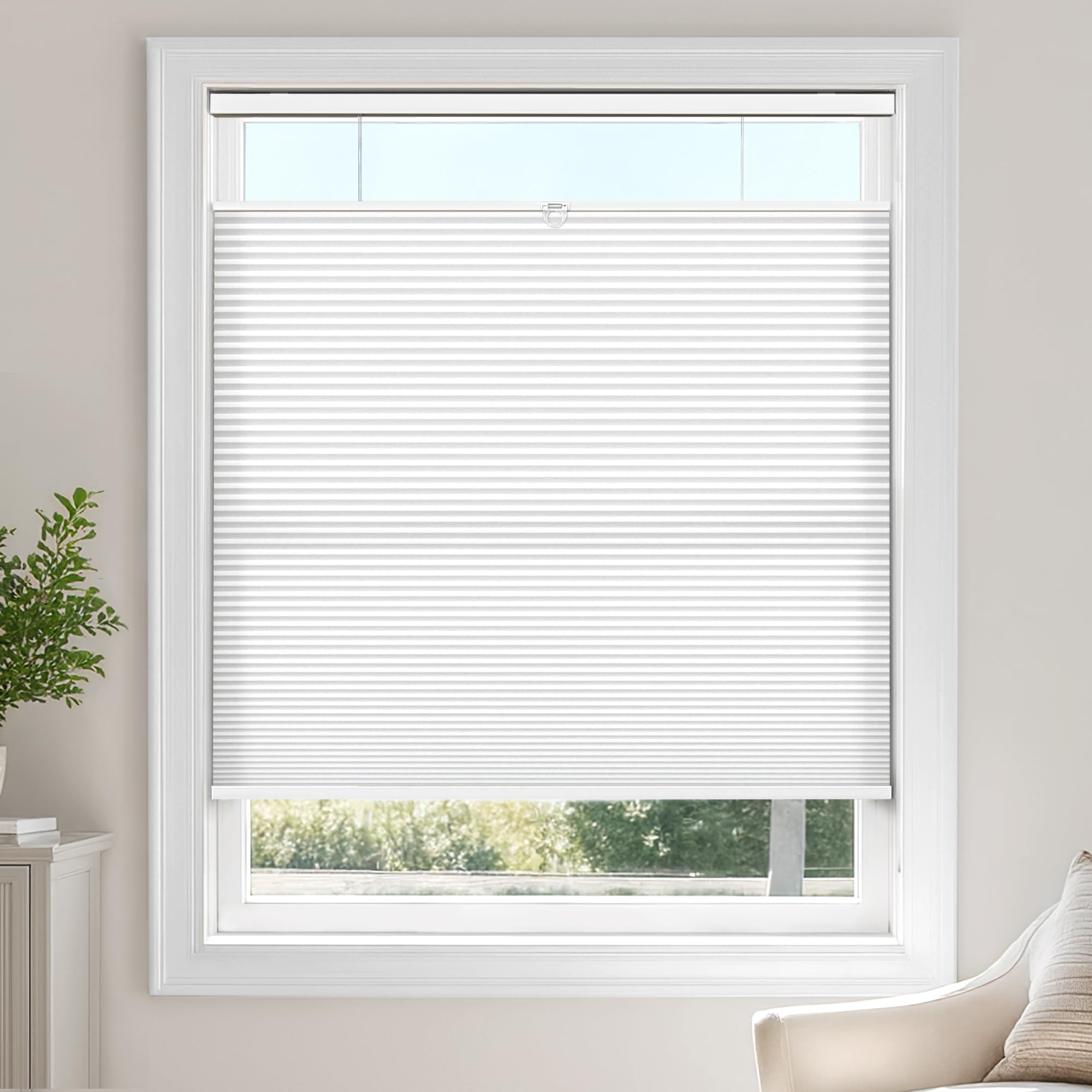 Photo 1 of LazBlinds TDBU Cellular Shades, Light Filtering-White, 33" W x 64" H