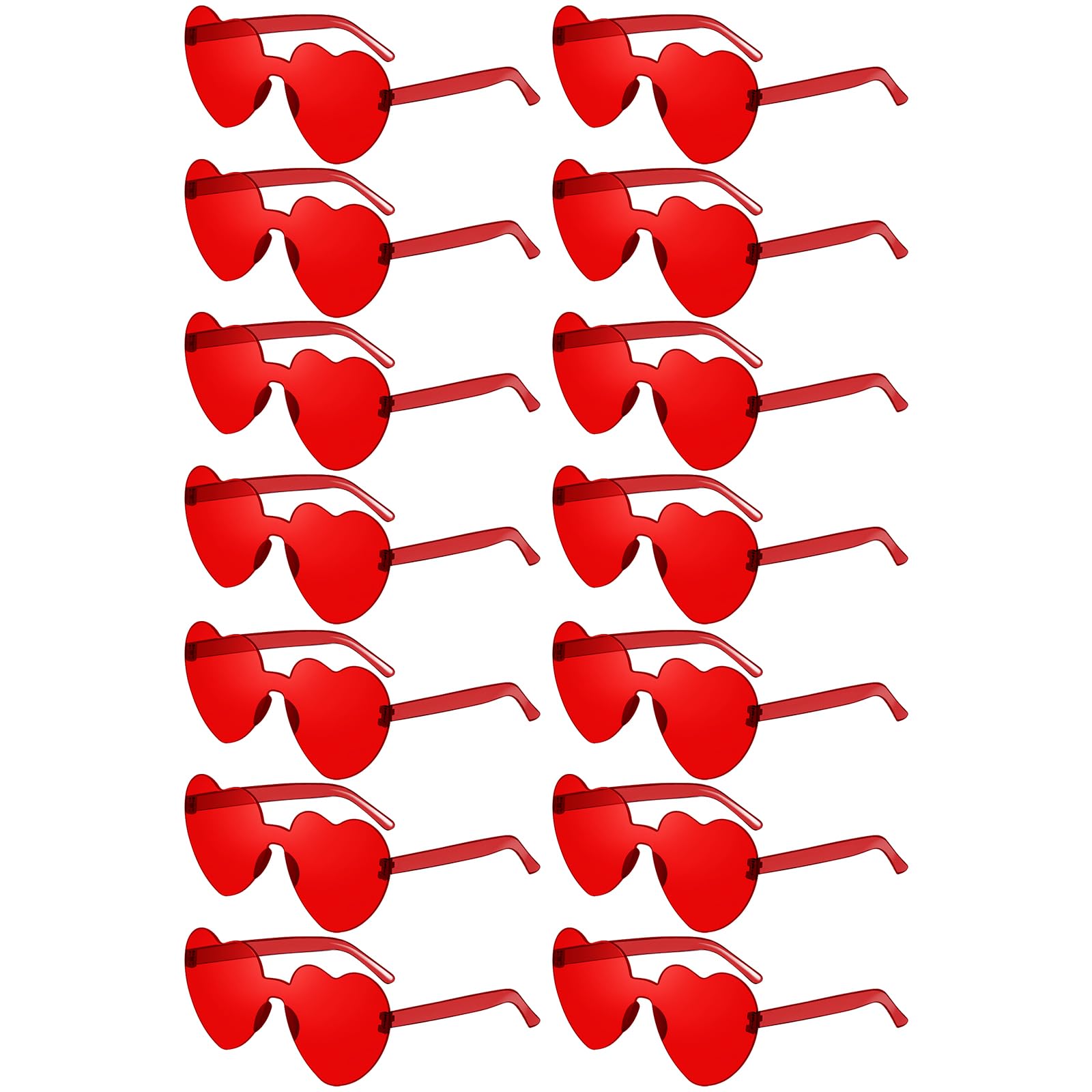Geopty 14 Pack Heart Sunglasses for Women, Fun Cute Rimless Transparent Candy Color Heart Glasses Party Favors