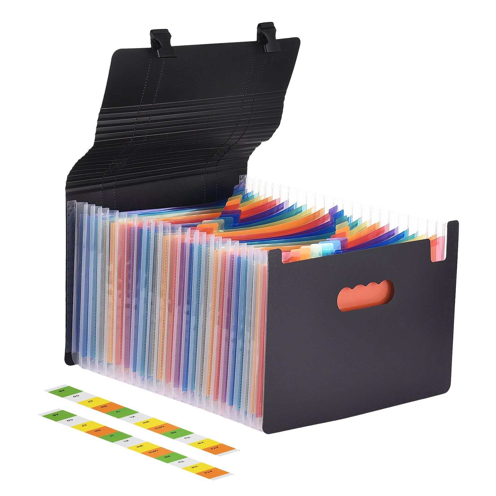 Fächermappe Accordion File Folder with Handle | 24-Pocket Expanding File Case, A4/Letter Size Rainbow Document Organizer