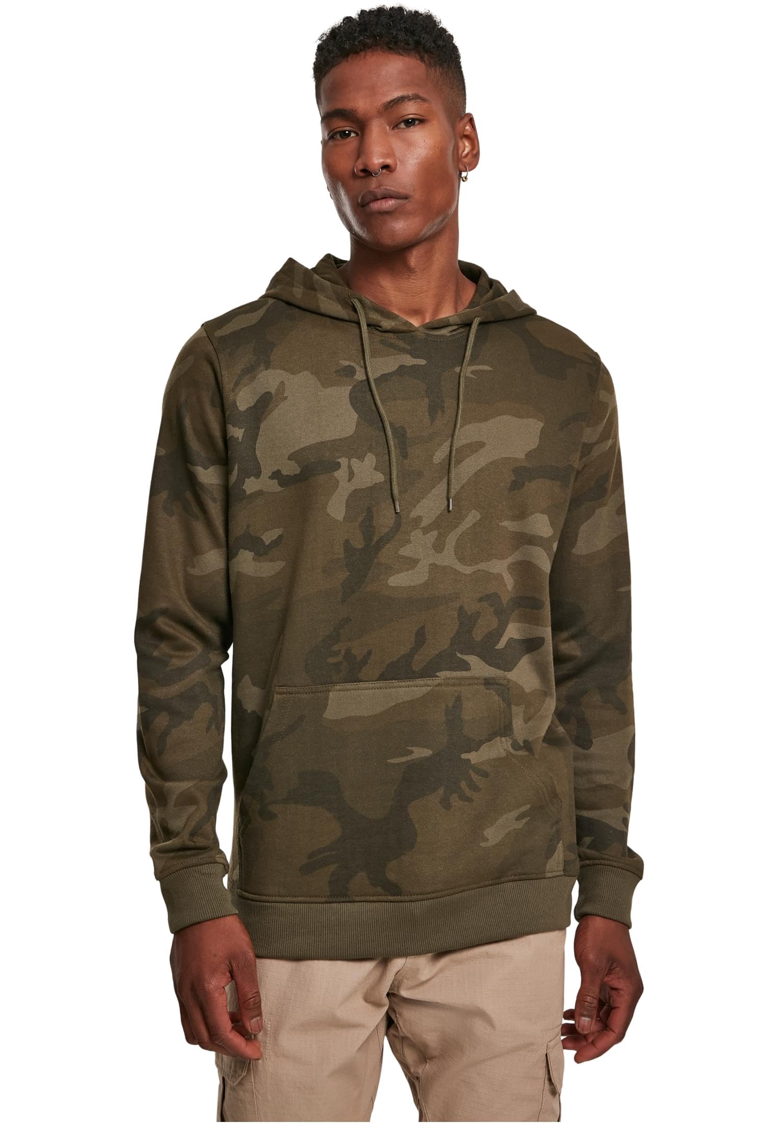 Build your Brand Men's Camo Hoody Hooded Sweatshirt, Olive (olive camo), 5XL