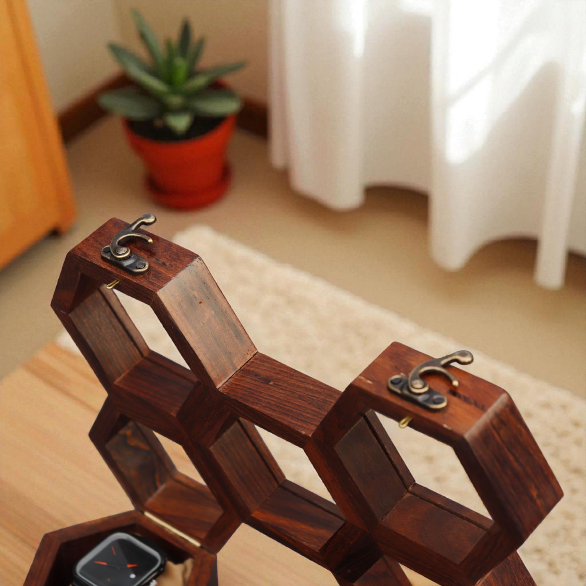 Drewniane etui na zegarek, pudełko ekspozycyjne w stylu vintage, organizer do przechowywania zegarków dla mężczyzn, pudełko na biżuterię dla kobiet - prezent dla męża lub chłopaka - indyjskie