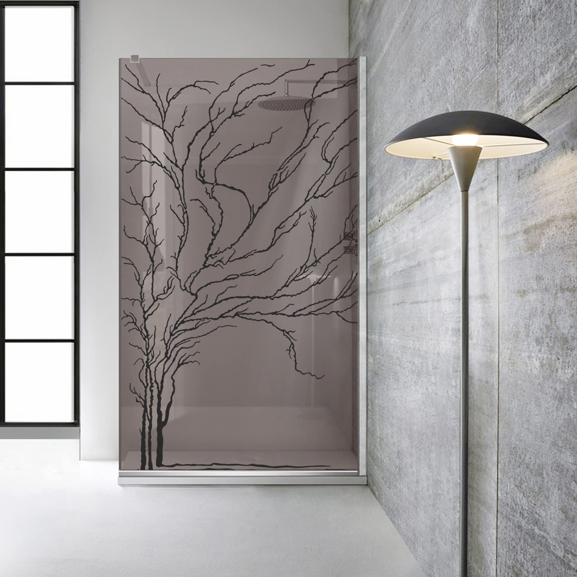 Aqua Roy Modell INOX Baum 100 cm ab 70/80/90/100/110/120 Duschabtrennung Bronze Glasscheibe 8 mm dunkelgrau Nano beschichtet sandgestrahlt Muster Edelstahl (100x195 cm)