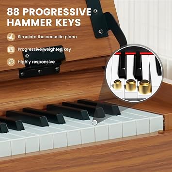 88-Key Weighted Piano Keyboard, Hammer Action Piano with Bench