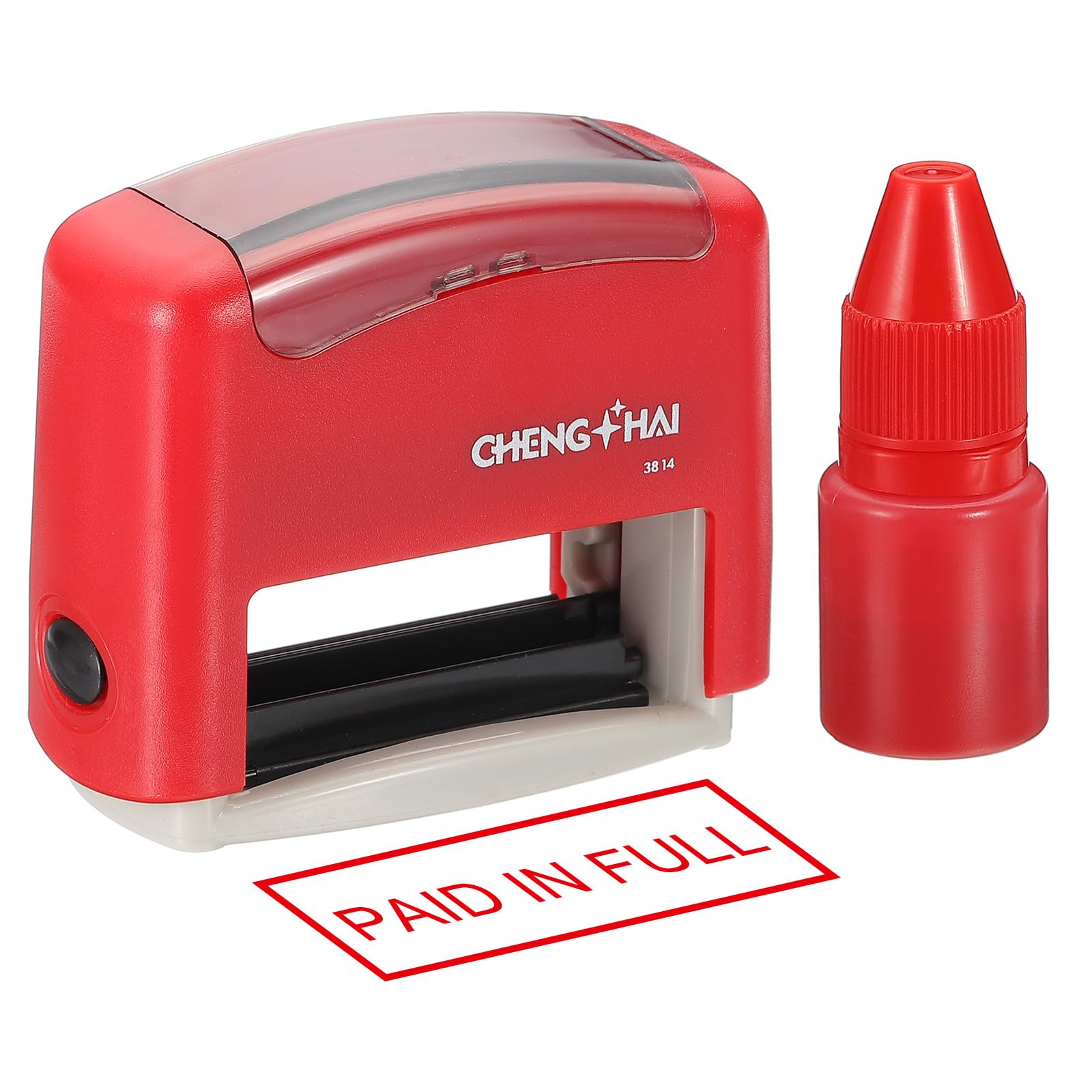 YOKIVE Paid in Full Self Inking Rubber Stamp, Office Ink Business Stamp for Office Documents Paperwork, Warehouse, Label (Red)