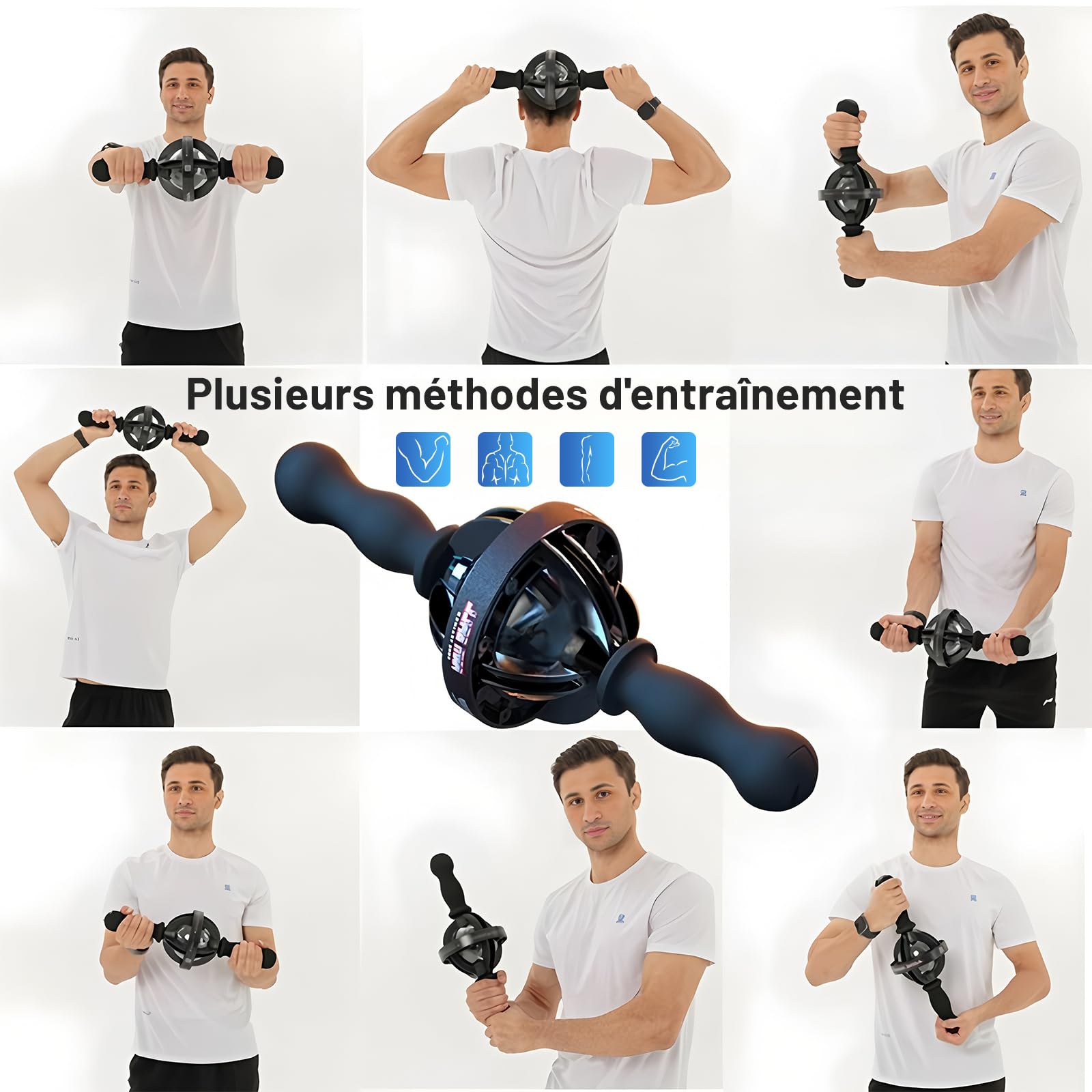 Gyro-Trainer Pro Handtrainer, double poignée, résistance de 200 kg, pour le renforcement musculaire et la force des poignets