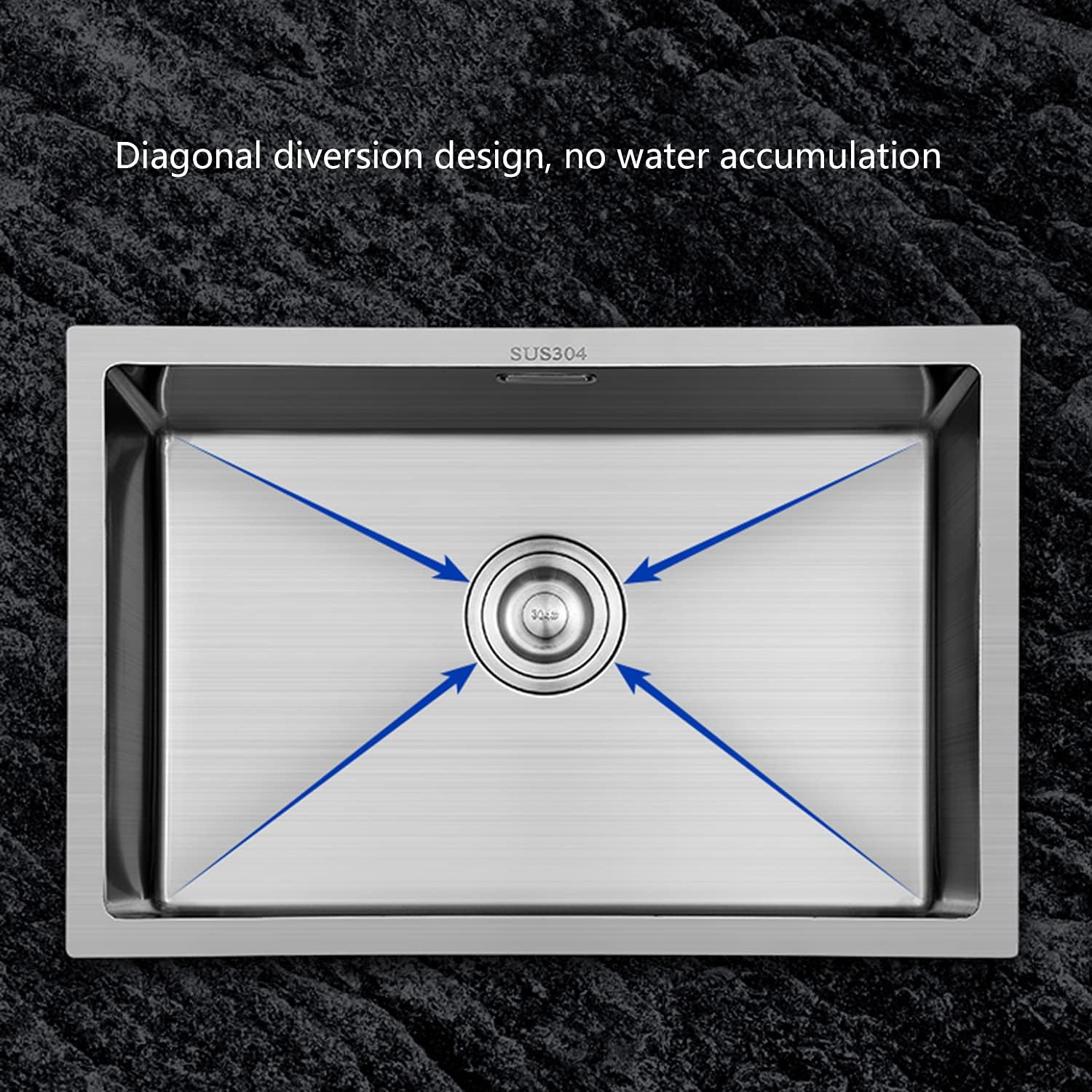 Sink, Household 304 Stainless Steel Large Silver Single Bowl Sink, Built-in Sink for Bar and Restaurant Counter(A 50 x 40 x 22 cm) (A 60 x 40 x 22 cm)