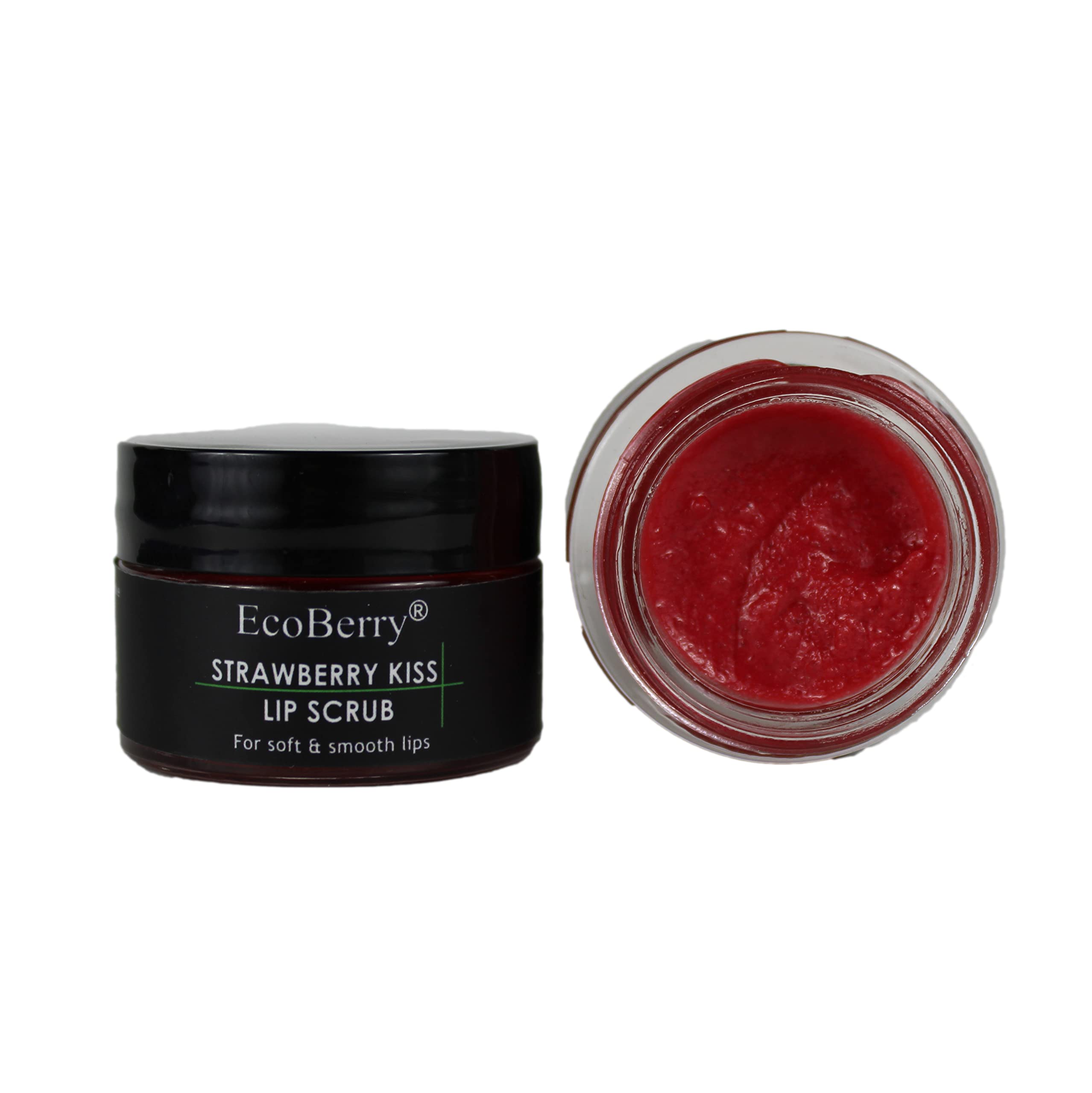 EcoBerry Strawberry Kiss Lip Scrub Lip Scrub For Natural Pink Lips Dry, Chapped Lips, Supple Moisturizing Conditioning, Enriched with Strawberry Extracts, Natural & Handmade, Mineral Oil Free, Paraben Free, Veg-image-5