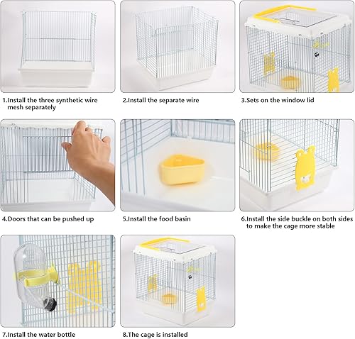 Hamster Travel Portable Carrier Cage Small Animal Carry Case with Water Bottle&foodbowl& for Dwarf Hamster,Ferrets,Hedgehog,Chinchilla(White)