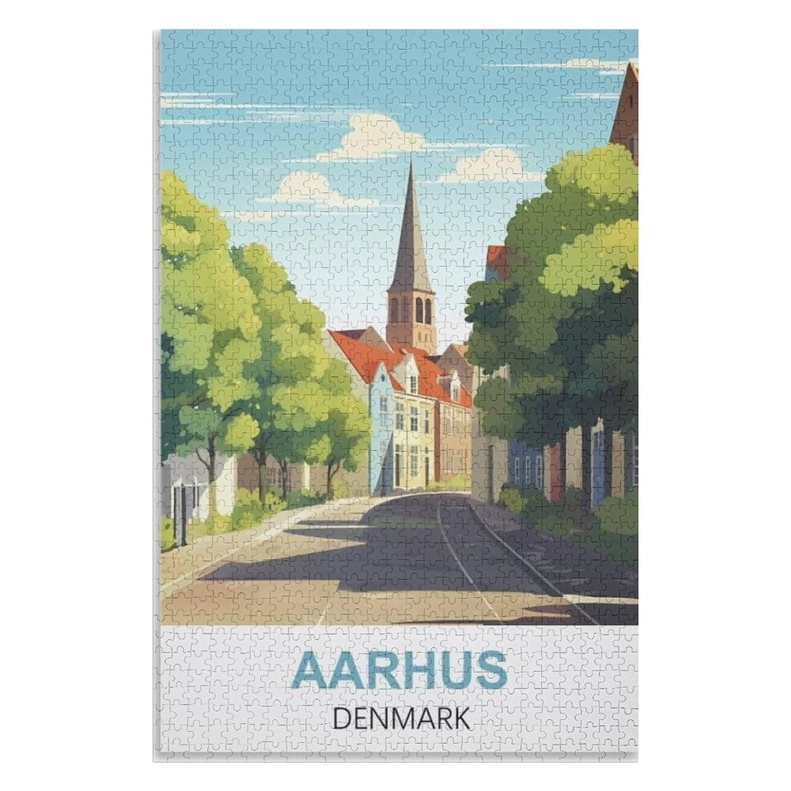Jigsaw Puzzles 1000 Pieces for Adult,Aarhus Denmark，Adults 1000 Piece Jigsaw Puzzle- Christmas，52x38，paper puzzle ，AA-1326
