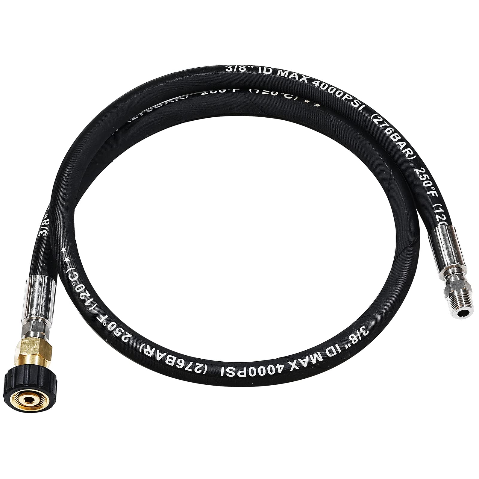 TOOLCY 3/8" Pressure Washer Whip Hose with Swivel 4000 PSI, Steel