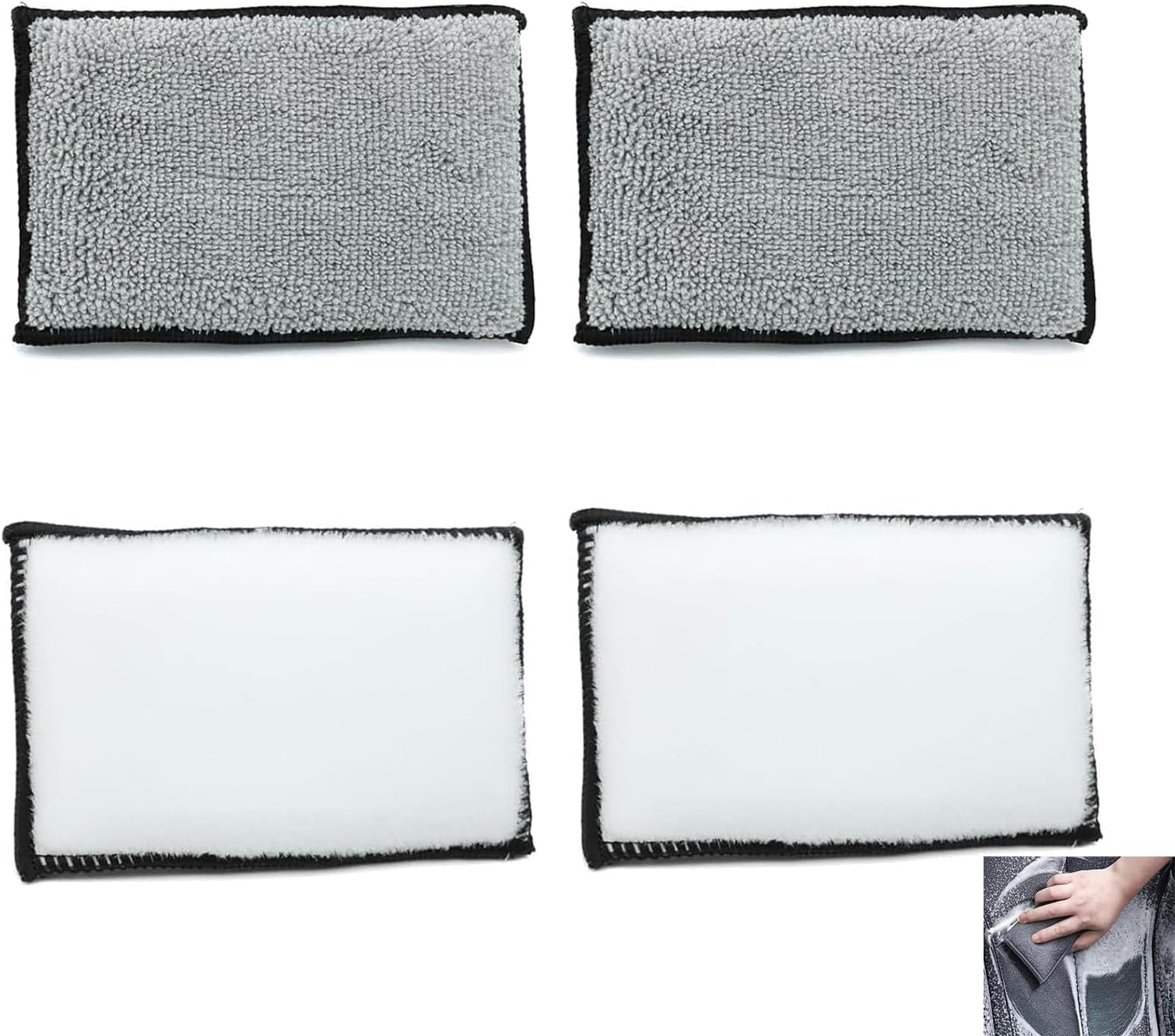 – Microfiber Sponges 4-Pack Multipurpose Microfiber Sponges for Wax Polish and Interior Care 13x9cm Car Wash Sponge Scratch-Free Cleaning Pads for Auto Detailing